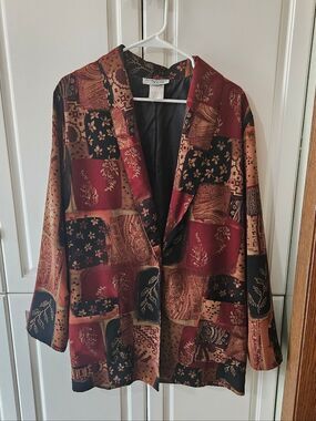 Vintage Kensington Square Patchwork Oversized Blazer Jacket Dark Academia Earthy